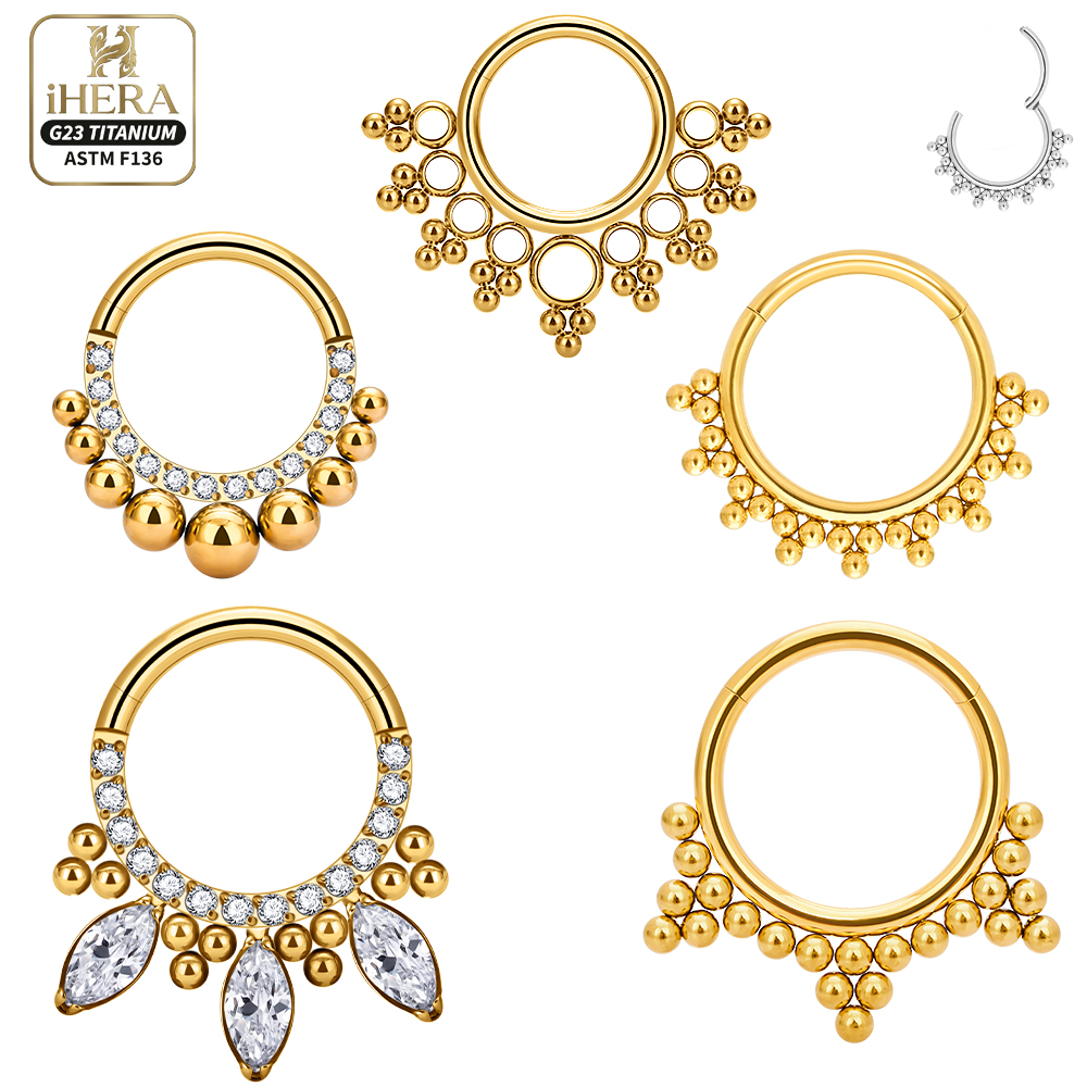 Septum Clicker Ring - ASTM F136 Titanium Luxury CZ Inlaid