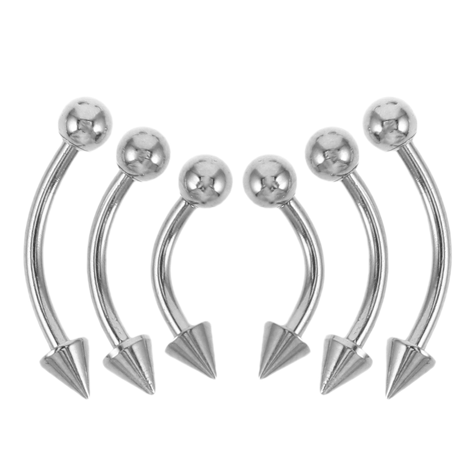 Body Jewelry For Sensitive Skin - 6Pcs Stainless Steel Curved Barbell Eyebrow