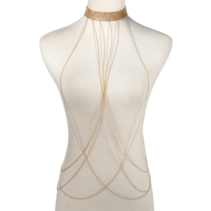 Body Jewelry Sale - Gold Color Body Chain Women Rhinestone