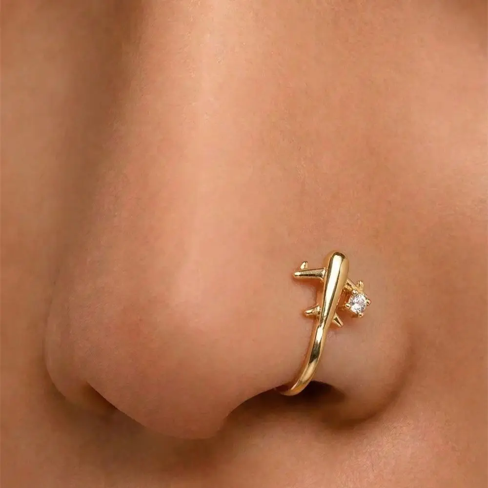 Body Jewelry Nose Ring - 1PC Airplane Design No Piercing Nose