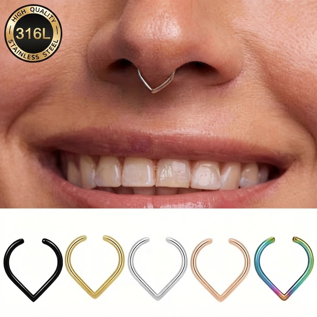 Body Jewelry Nose Ring - 5Pcs Stainless Steel Fake Nose Ring