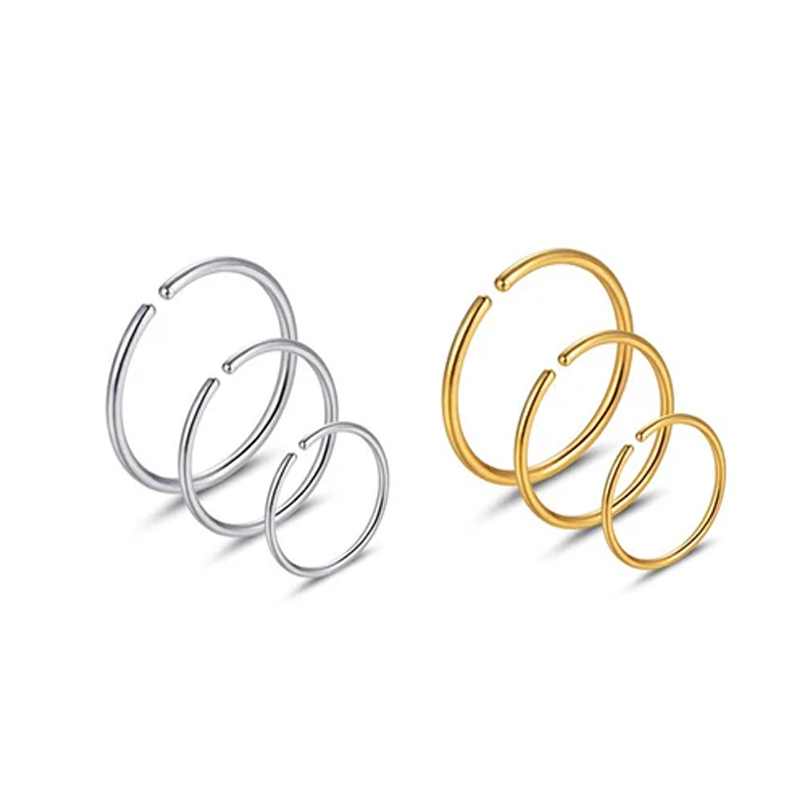 Body Jewelry Nose Ring - 6pcs/lot Hypoallergenic Nose Rings Hoops 316L
