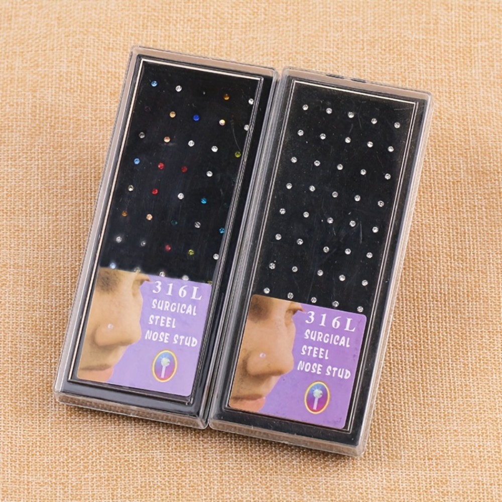 60pcs Nose Ring Set Stud Earri - Body Jewelry Store 评论和价格