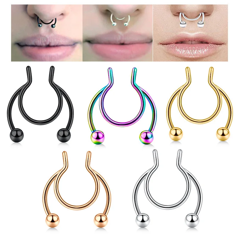 U Shaped Fake Nose Ring Hip Ho - Body Jewelry Nose Ring 评论和价格