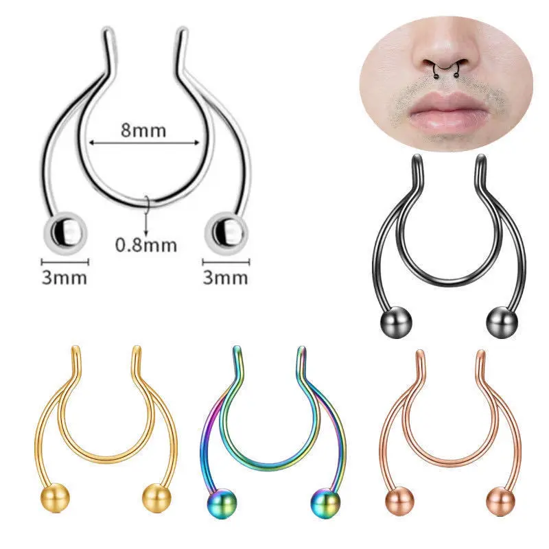 U Shaped Fake Nose Ring Hip Ho - Body Jewelry Nose Ring 评论和价格