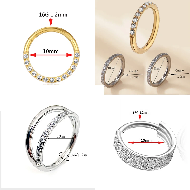 F136 Titanium 16G Hinged Segme - Septum Clicker Ring 评论和价格