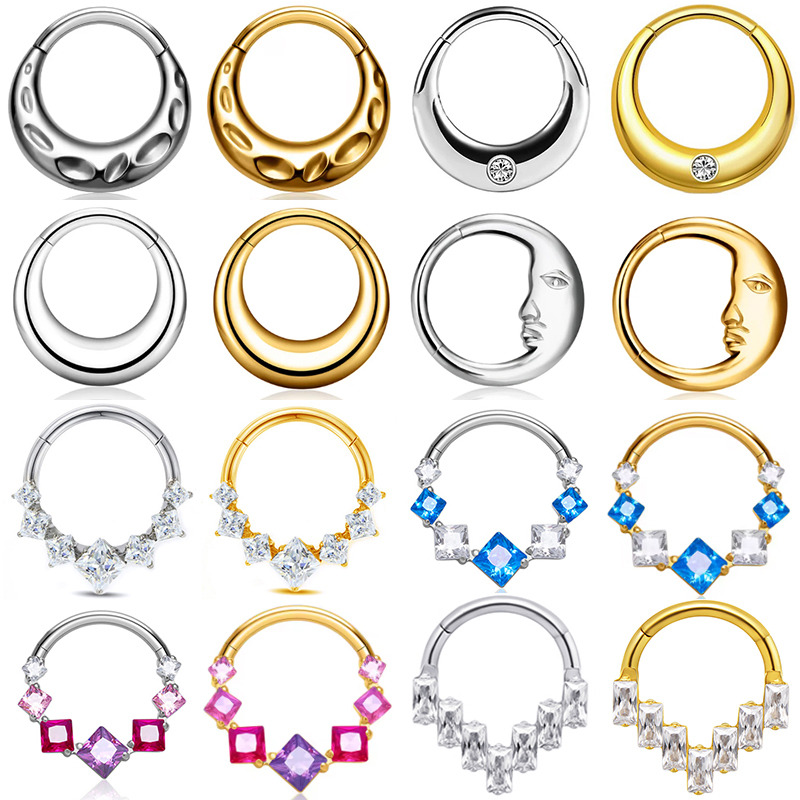 1PC ASTM F136 G23 Titanium Got - Septum Clicker Ring 评论和价格