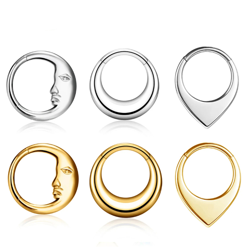 1PC ASTM F136 G23 Titanium Got - Septum Clicker Ring 评论和价格