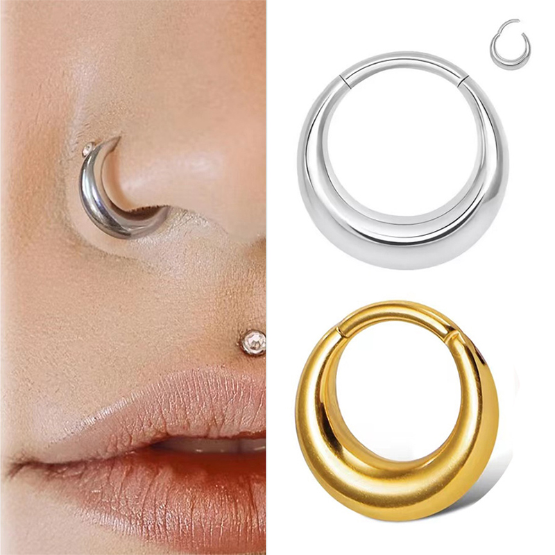 1PC ASTM F136 G23 Titanium Got - Septum Clicker Ring 评论和价格