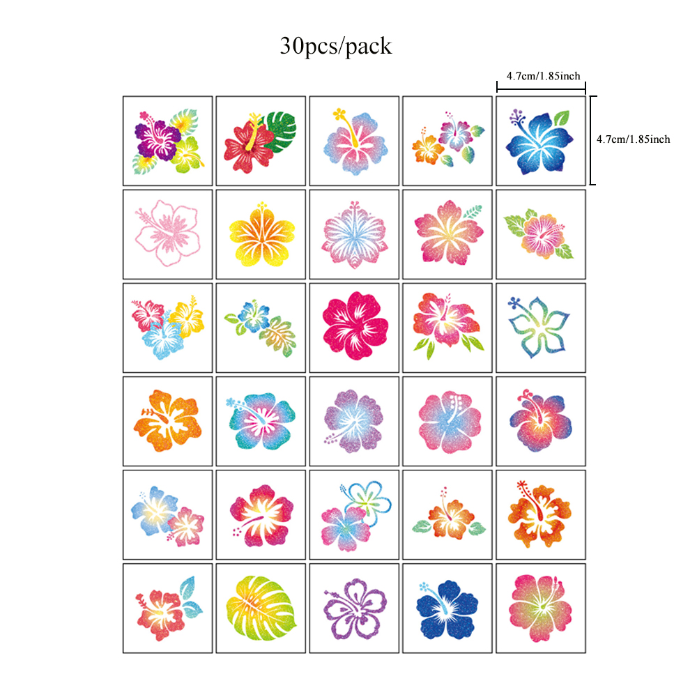 30pcs Glitter Summer Beach Flo - Body Jewelry Tattoo 评论和价格