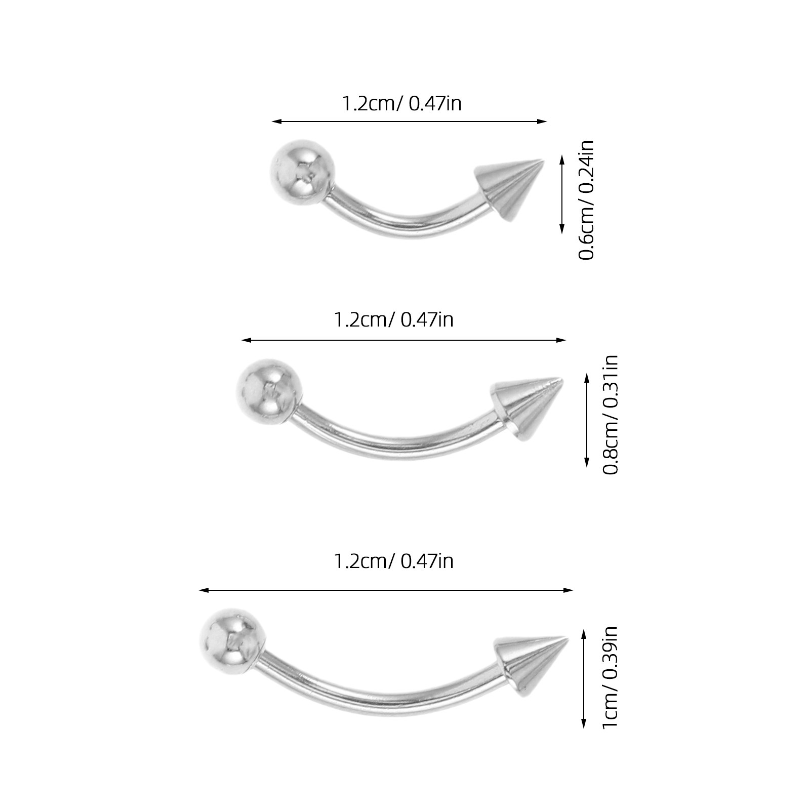 6Pcs Stainless Steel Curved Ba - Body Jewelry For Sensitive Skin 评论和价格