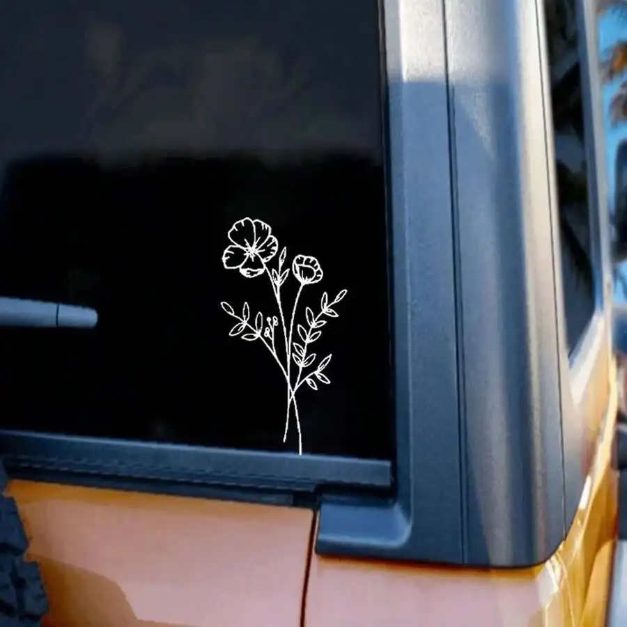 1pc Wild Flower Car Sticker, S - Body Jewelry Back 评论和价格