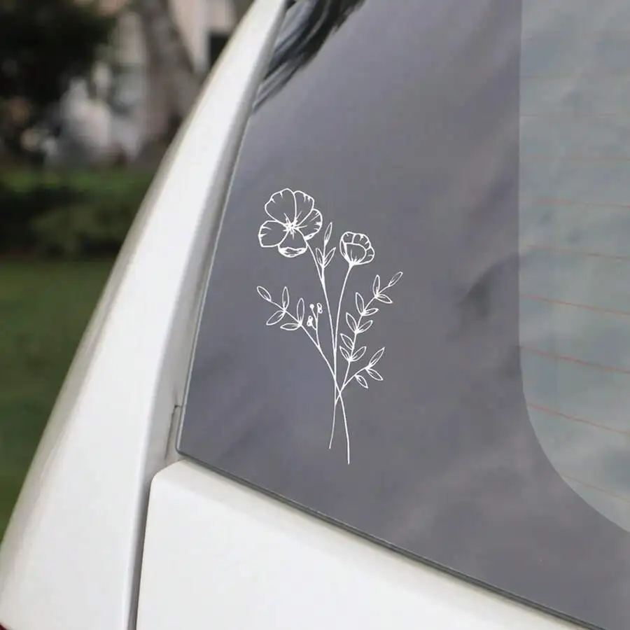 1pc Wild Flower Car Sticker, S - Body Jewelry Back 评论和价格