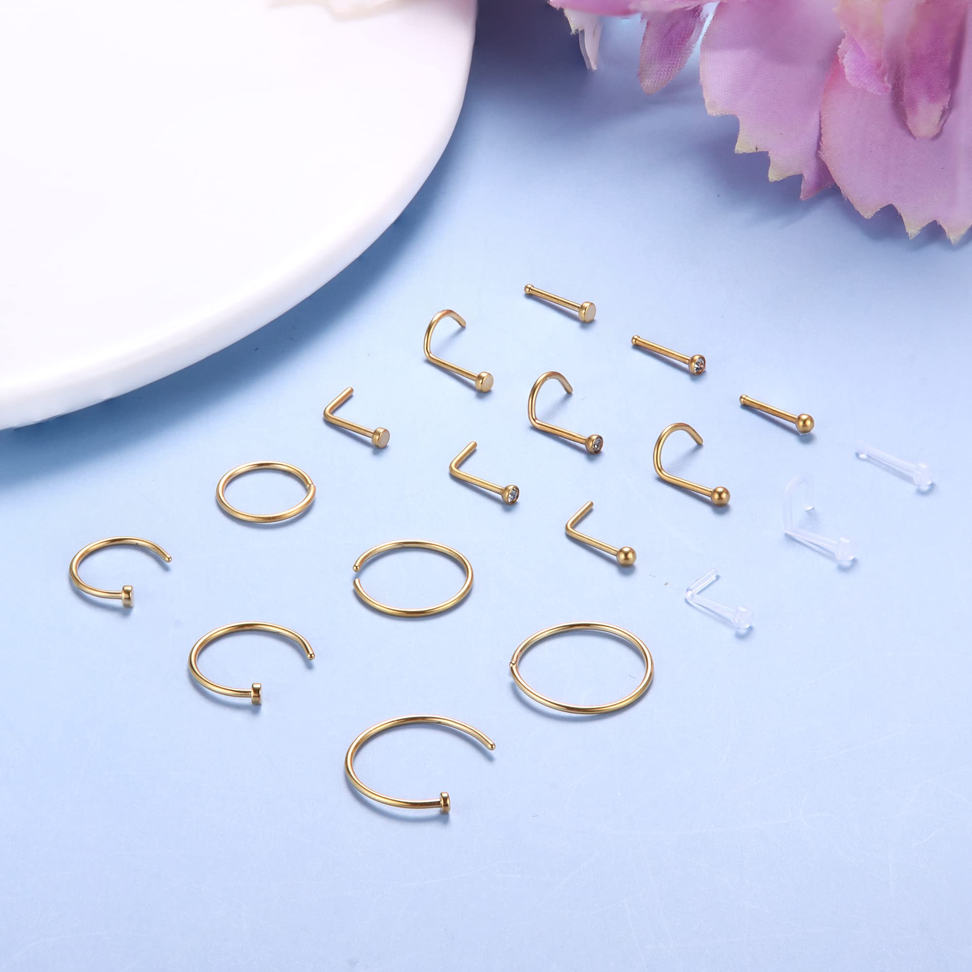 1PCS/18PCS Hypoallergenic Nose - Body Jewelry For Sensitive Skin 评论和价格