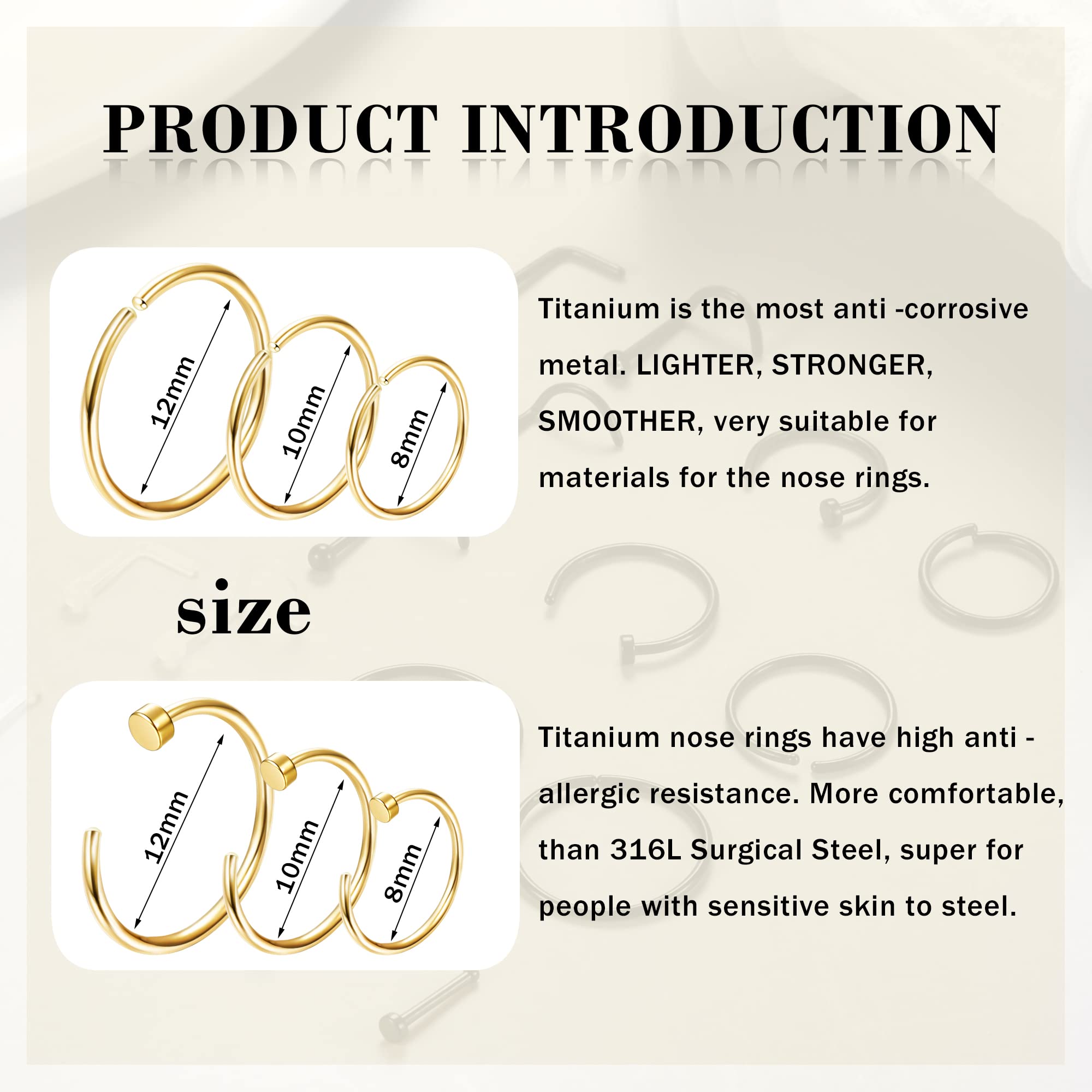 1PCS/18PCS Hypoallergenic Nose - Body Jewelry For Sensitive Skin 评论和价格