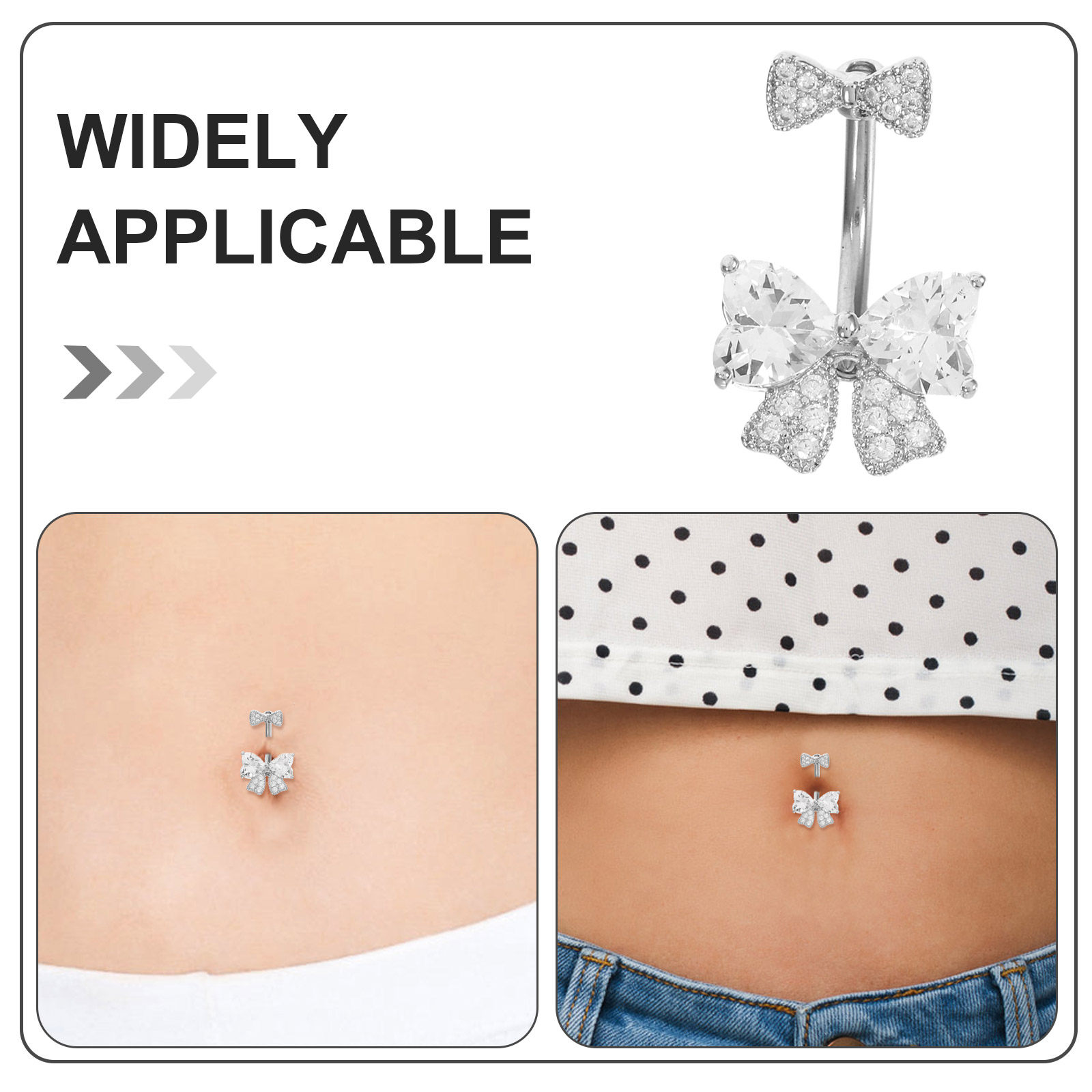Stainless Steel Bow Belly Ring - Body Jewelry For Sensitive Skin 评论和价格