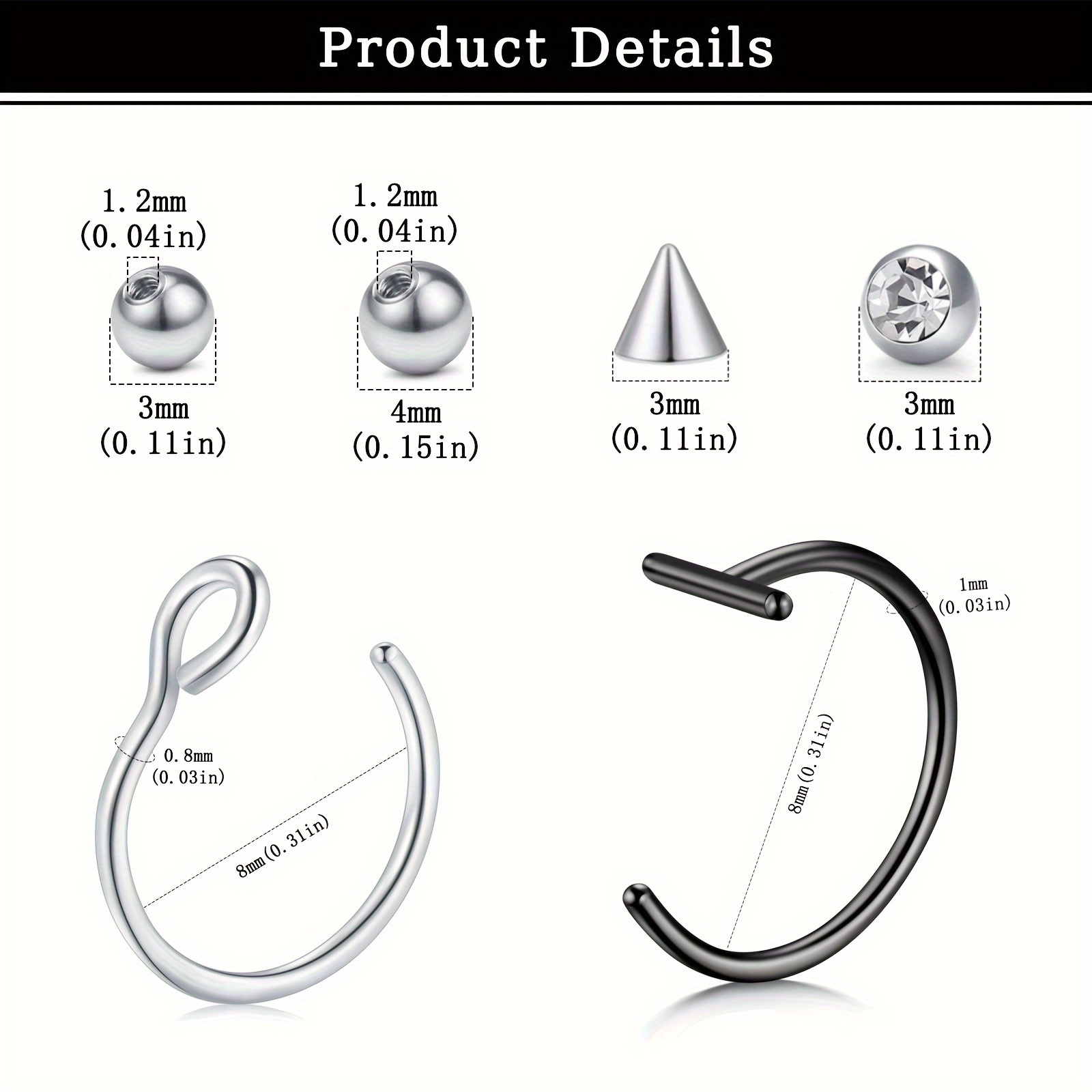 Fake Piercings Fake Lip Ring F - Body Jewelry Nose Ring 评论和价格