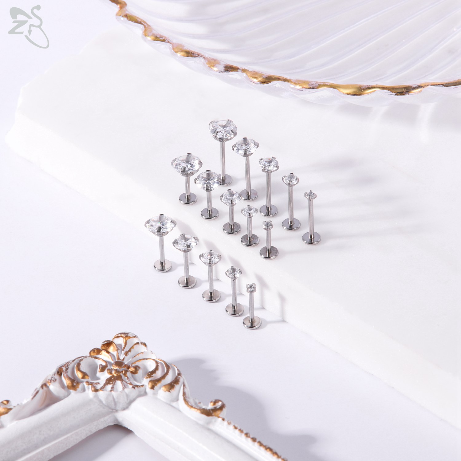AOEDEJ 10Pcs/Lot Gold Color 16 - Zs Body Jewelry 评论和价格