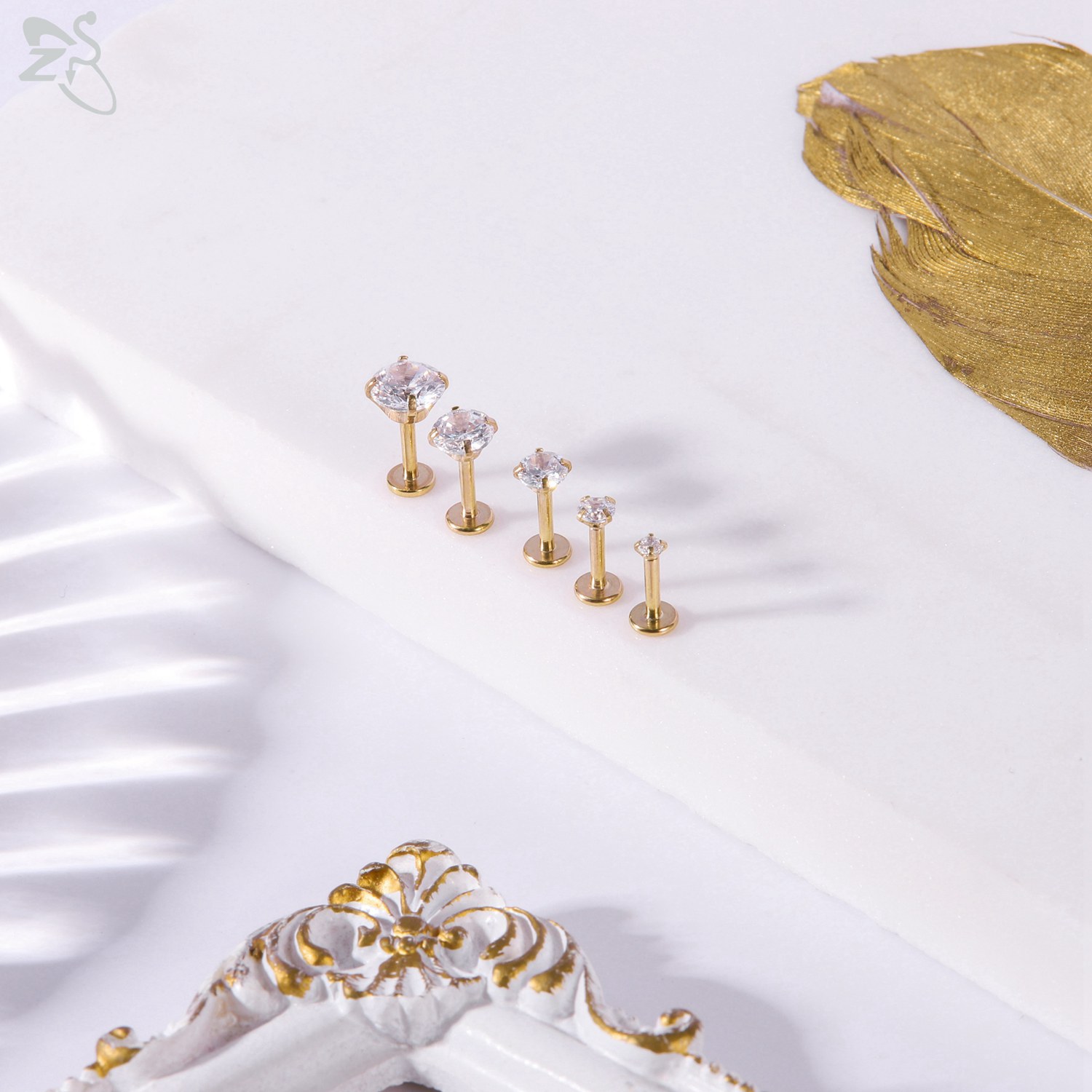 AOEDEJ 10Pcs/Lot Gold Color 16 - Zs Body Jewelry 评论和价格