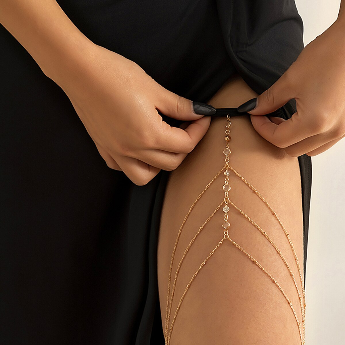 Boho Elastic Band Crystal Leg  - Body Jewelry Sale 评论和价格