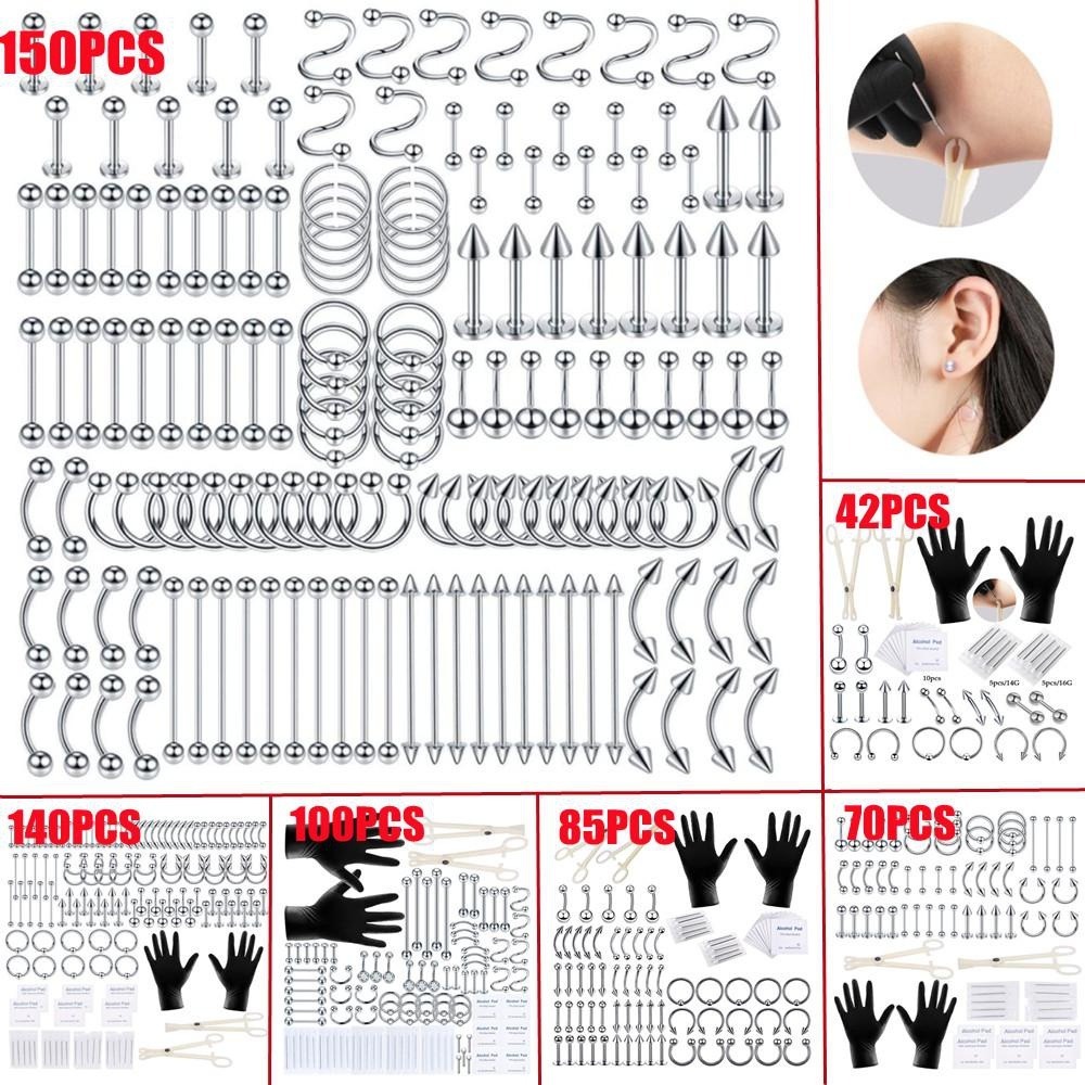 150/140/85/70/42Pcs Body Pierc - Body Jewelry Nose Ring 评论和价格