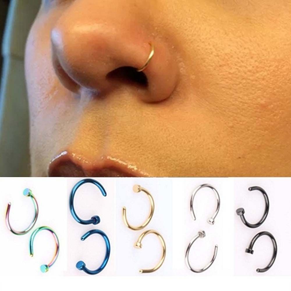 Thin Septum C Shape Stud Earri - Body Jewelry Nose Ring 评论和价格