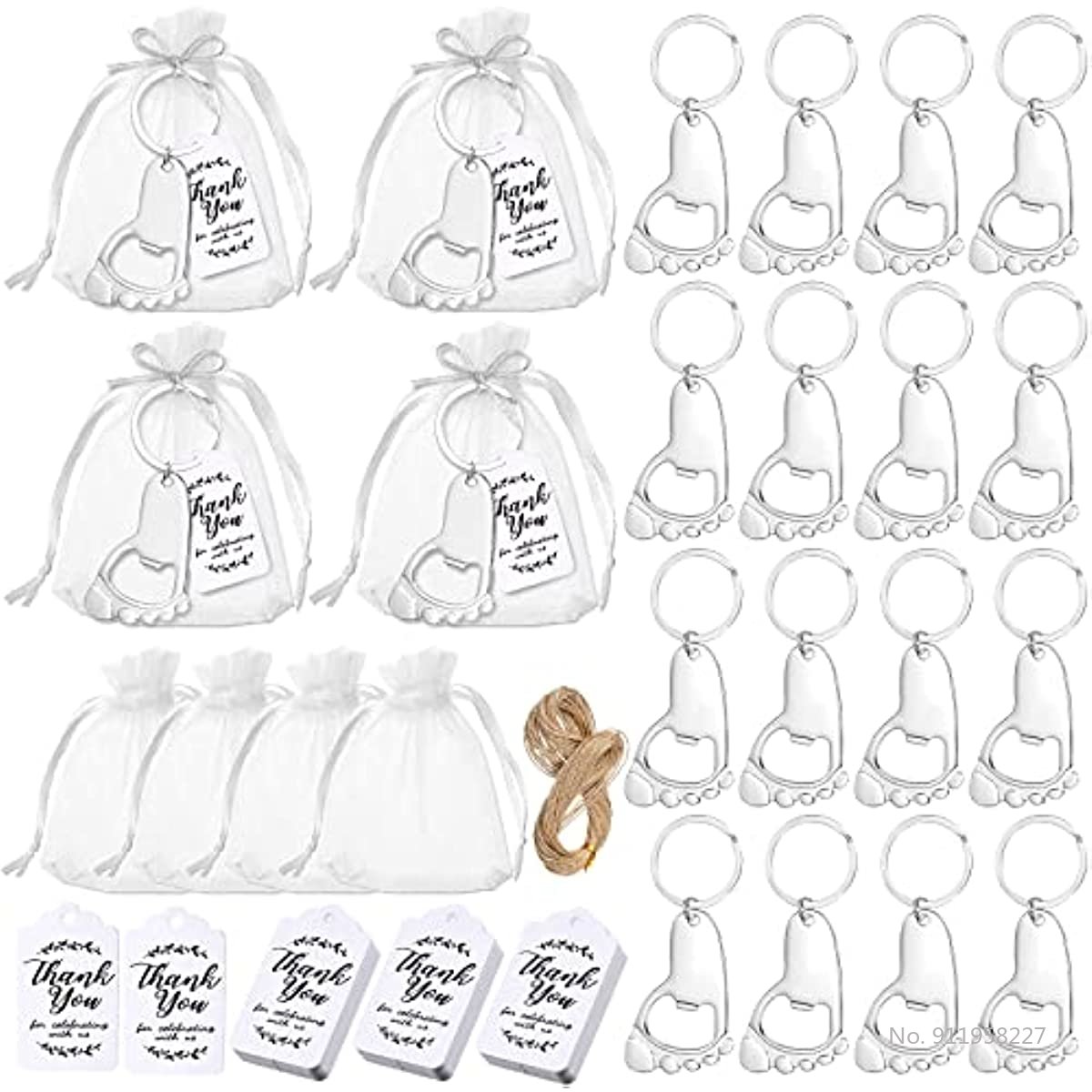 50-Piece Baby Footprint Key Ch - Body Jewelry Back 评论和价格