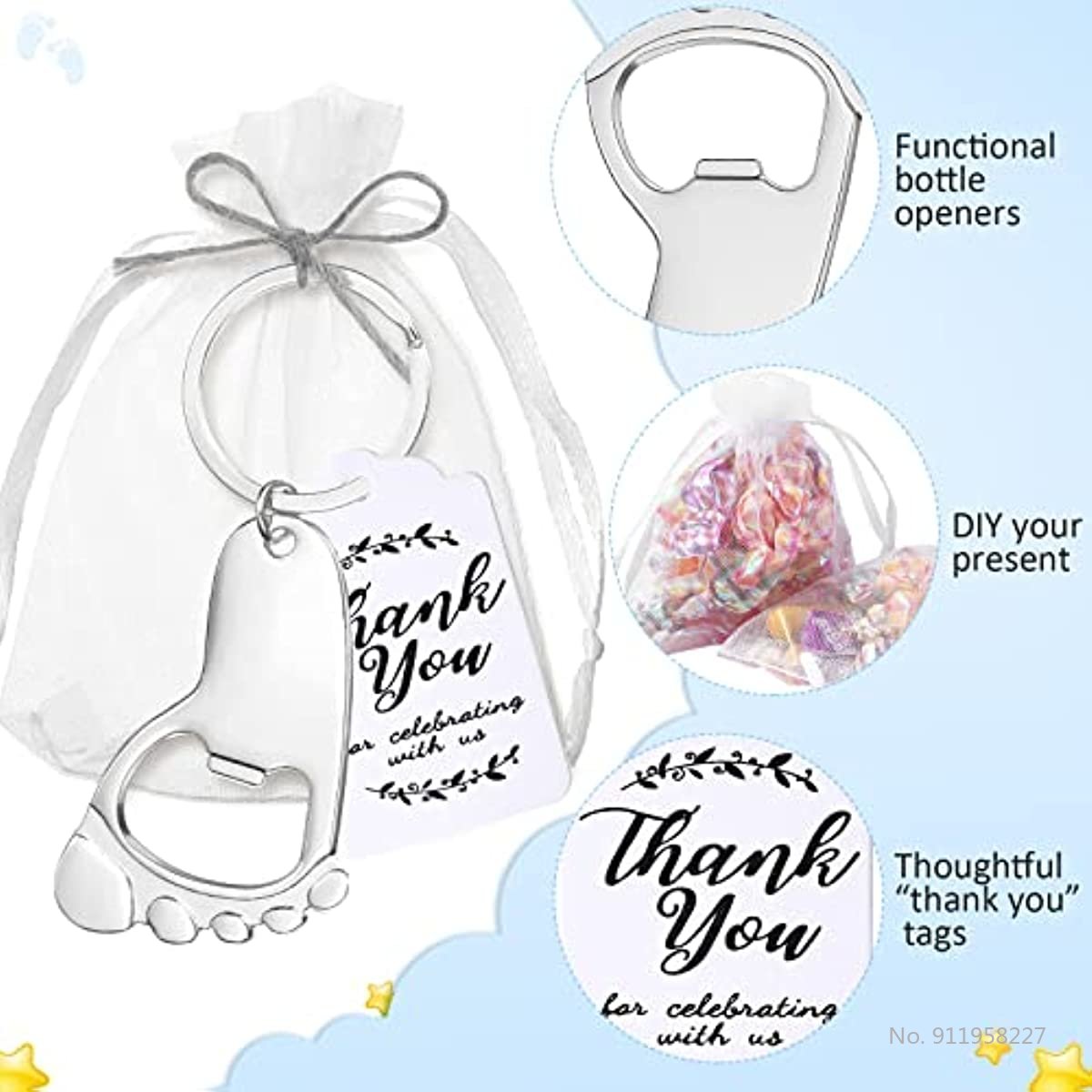 50-Piece Baby Footprint Key Ch - Body Jewelry Back 评论和价格