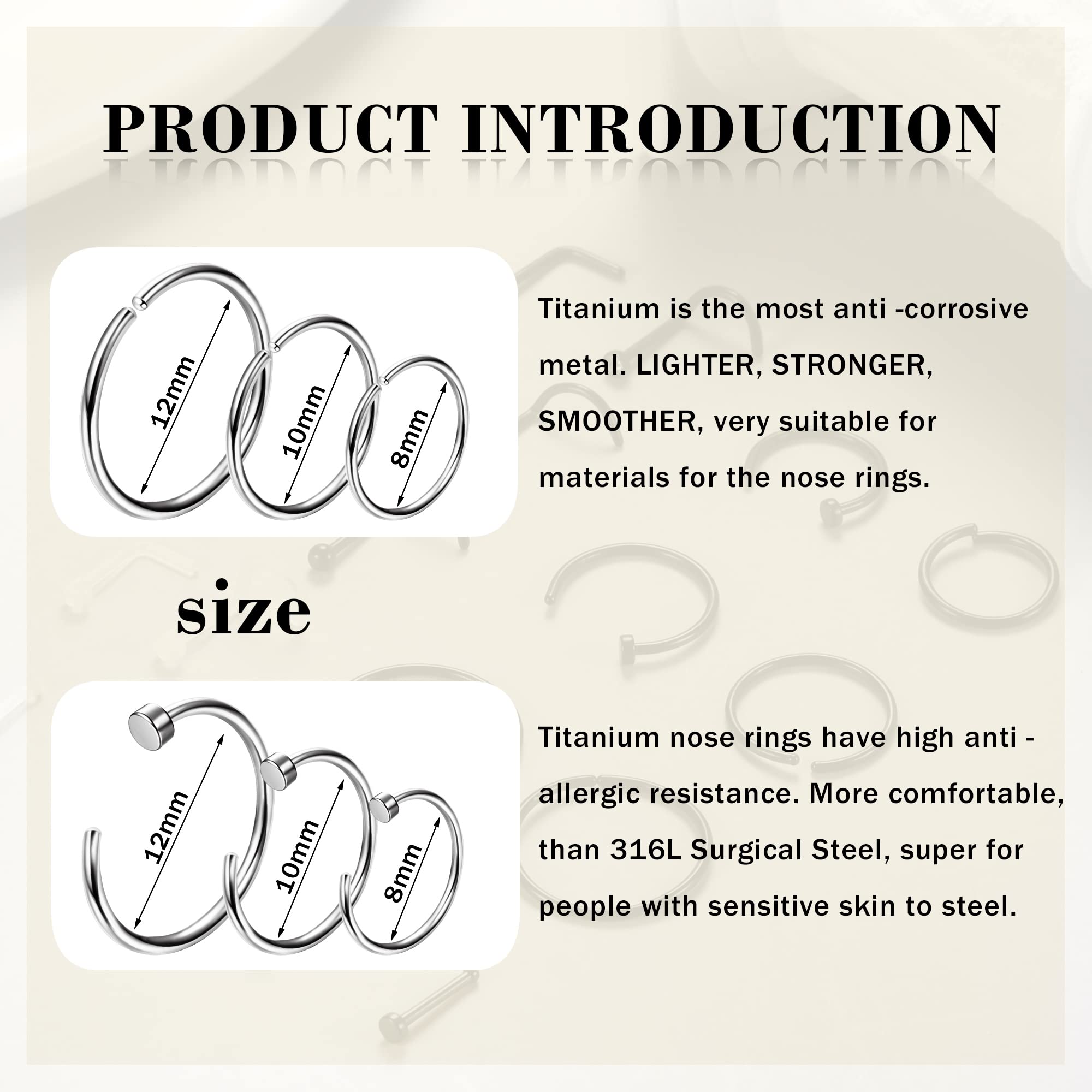 1PCS Hypoallergenic Nose Ring  - Body Jewelry For Sensitive Skin 评论和价格