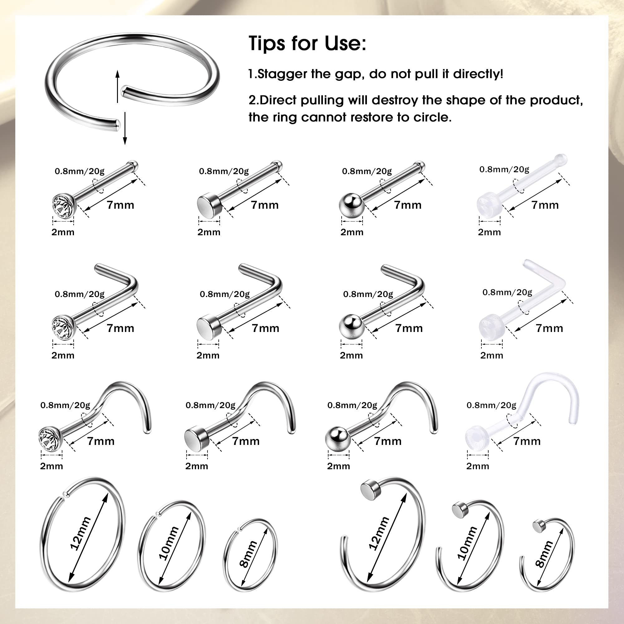 1PCS Hypoallergenic Nose Ring  - Body Jewelry For Sensitive Skin 评论和价格