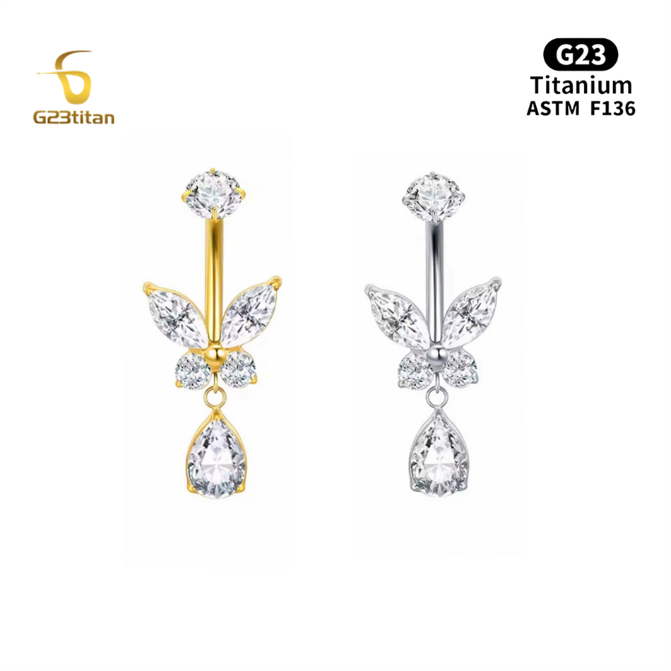 Titanium Butterfly Belly Butto - Body Jewelry For Sensitive Skin 评论和价格