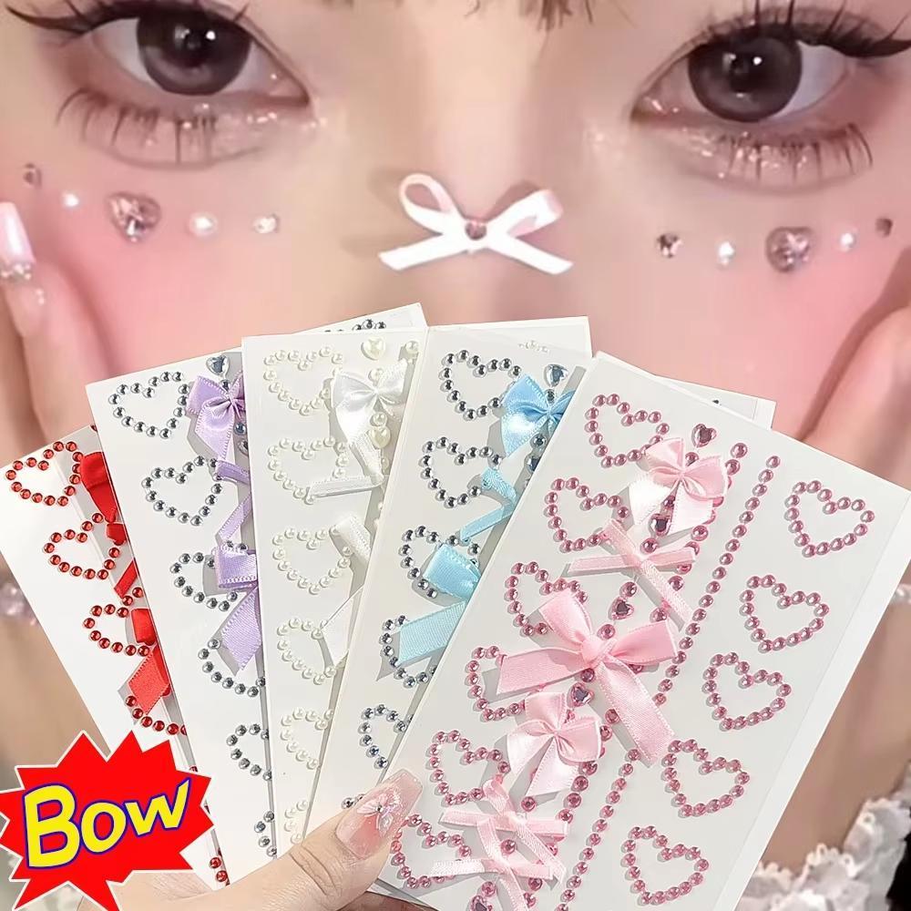 1 Sheet Red Ribbon Bow Sparkly - Body Jewelry Tattoo 评论和价格