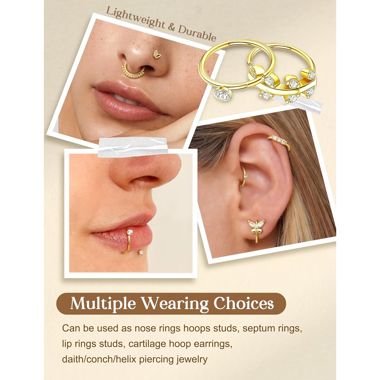 FASACCO 1pc Nose Ring For Wome - Body Jewelry For Sensitive Skin 评论和价格