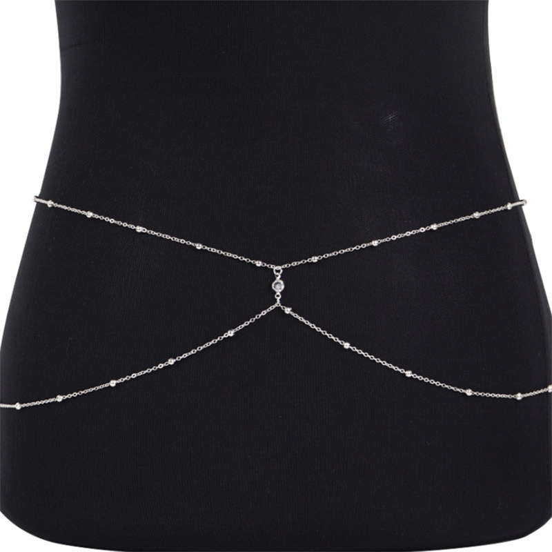 Clear Rhinestone Beaded Belly  - Body Jewelry By The Chain Gang 评论和价格