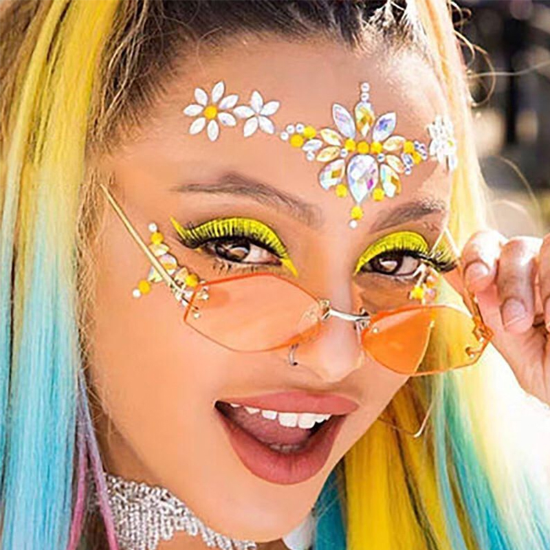 Green Sexy Face Sticker Glitte - Body Jewelry Tattoo 评论和价格