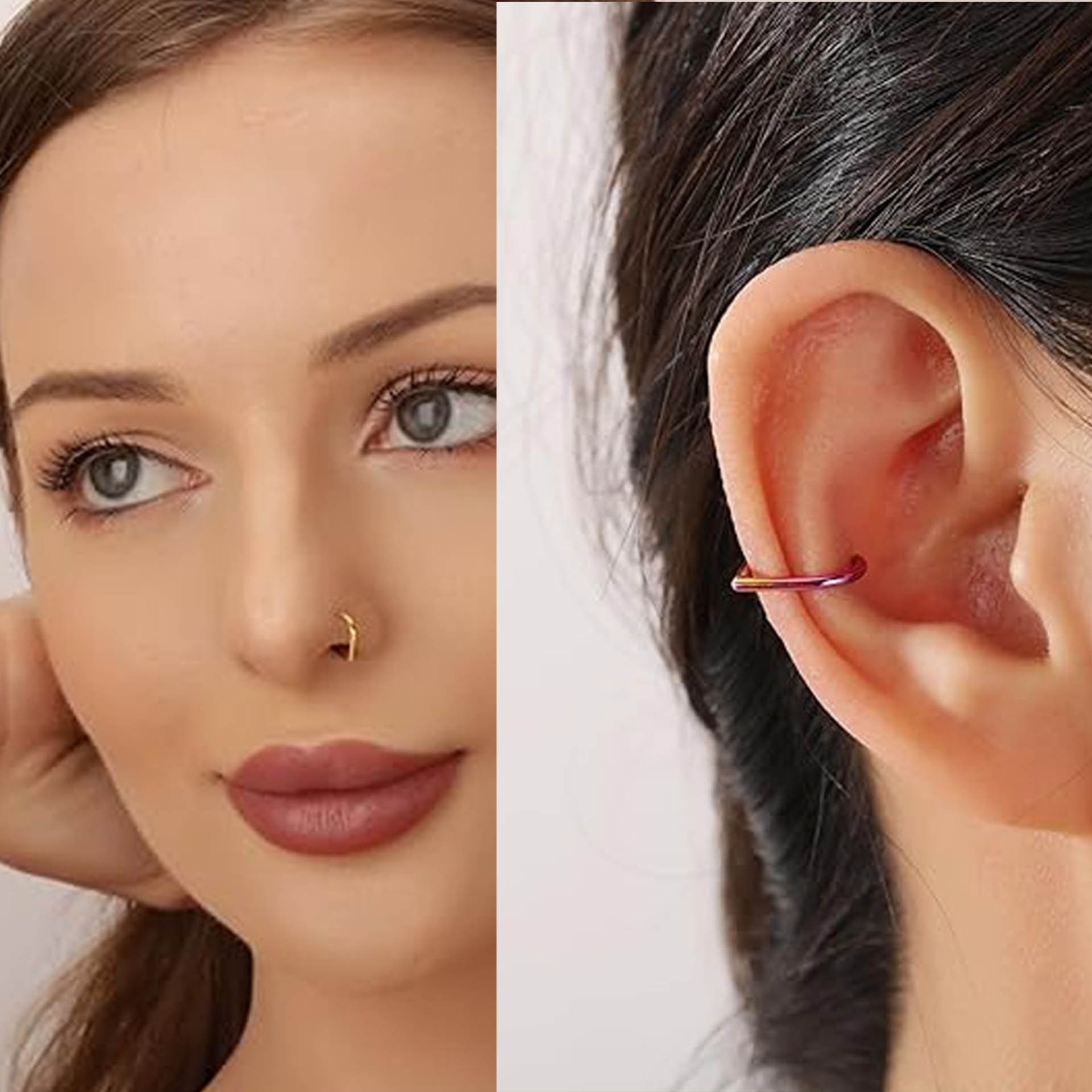 5Pcs Stainless Steel Fake Nose - Body Jewelry Nose Ring 评论和价格