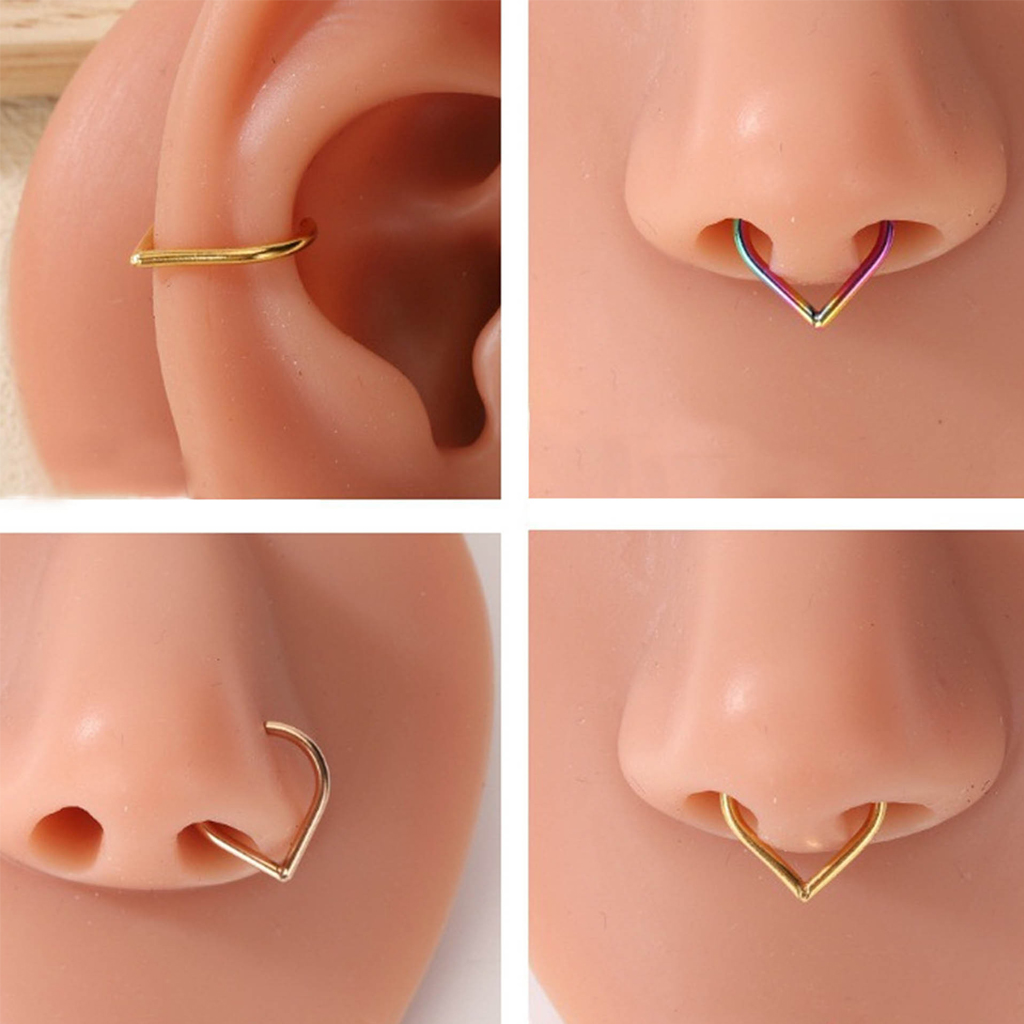 5Pcs Stainless Steel Fake Nose - Body Jewelry Nose Ring 评论和价格