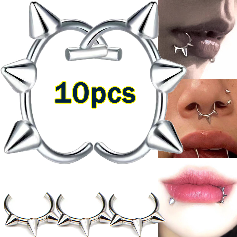 10pcs Punk Nose Ring One Nail  - Body Jewelry Nose Ring 评论和价格
