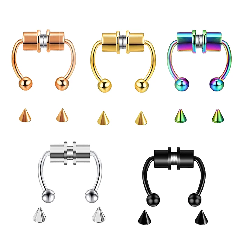 Fake Piercing Nose Ring Hoop S - Body Jewelry Nose Ring 评论和价格