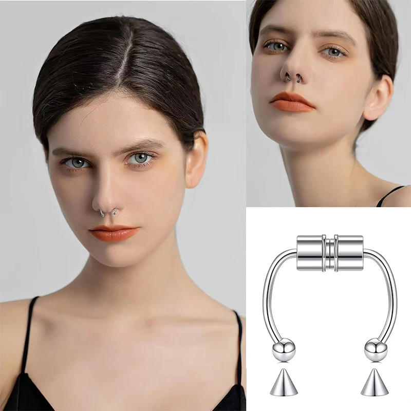 Fake Piercing Nose Ring Hoop S - Body Jewelry Nose Ring 评论和价格