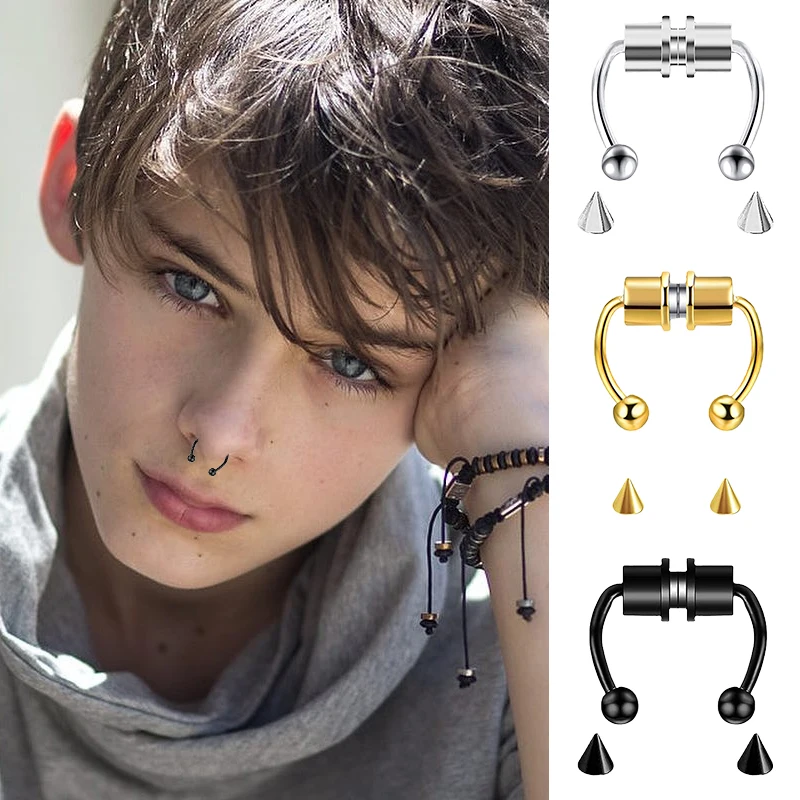Fake Piercing Nose Ring Hoop S - Body Jewelry Nose Ring 评论和价格