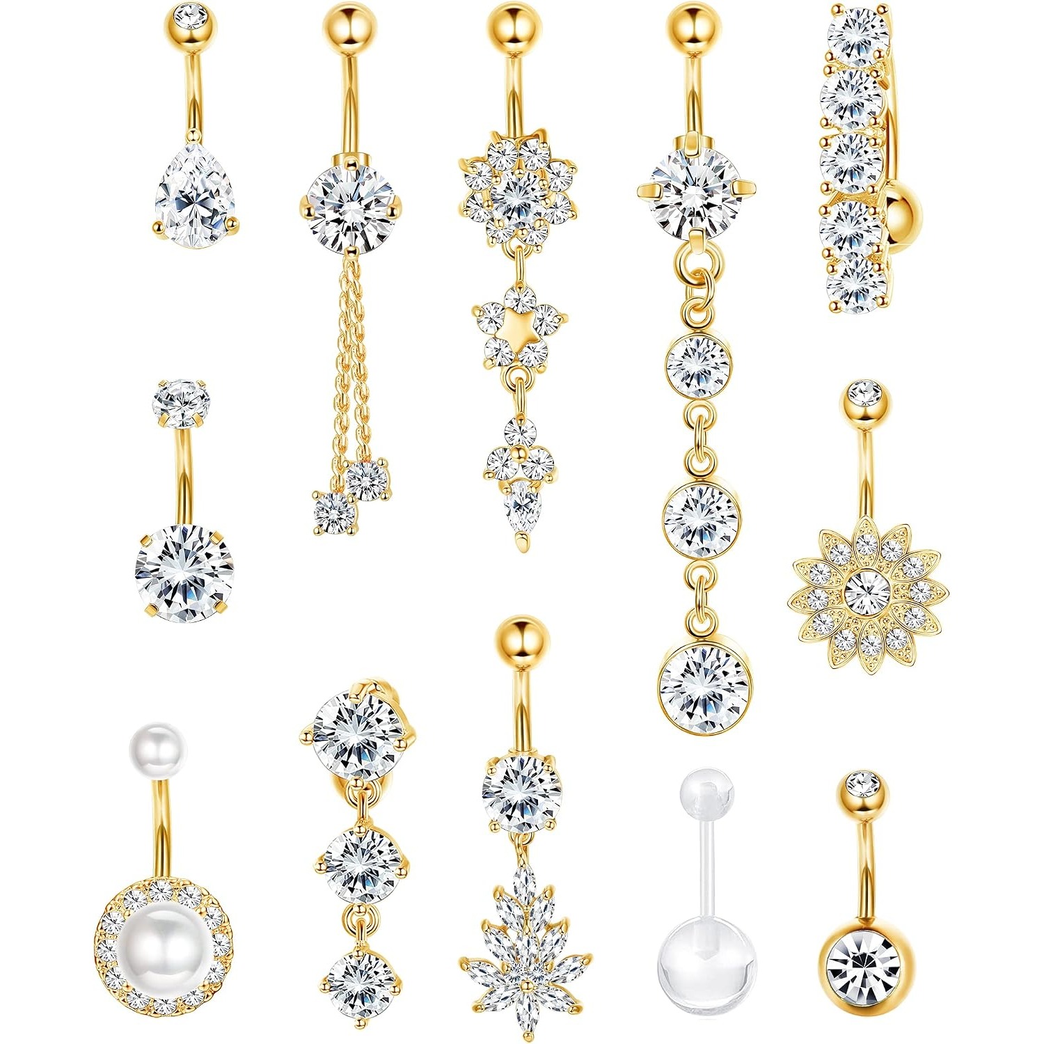 FASACCO 1pc 14G Belly Button R - Body Jewelry For Sensitive Skin 评论和价格