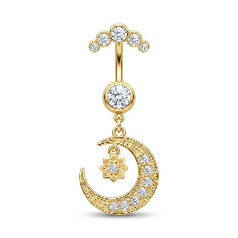 5 Pcs Stainless Steel Rhinesto - Body Jewelry For Sensitive Skin 评论和价格