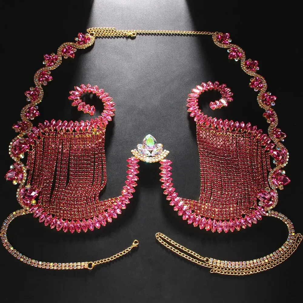 Rave Pink Crystal Chest Bracke - Body Jewelry Retainers 评论和价格