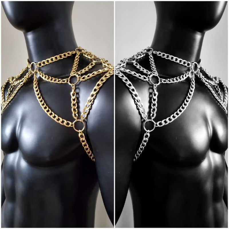 Punk Men Shoulder Body Chain B - Body Jewelry Back 评论和价格