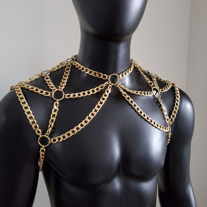 Punk Men Shoulder Body Chain B - Body Jewelry Back 评论和价格