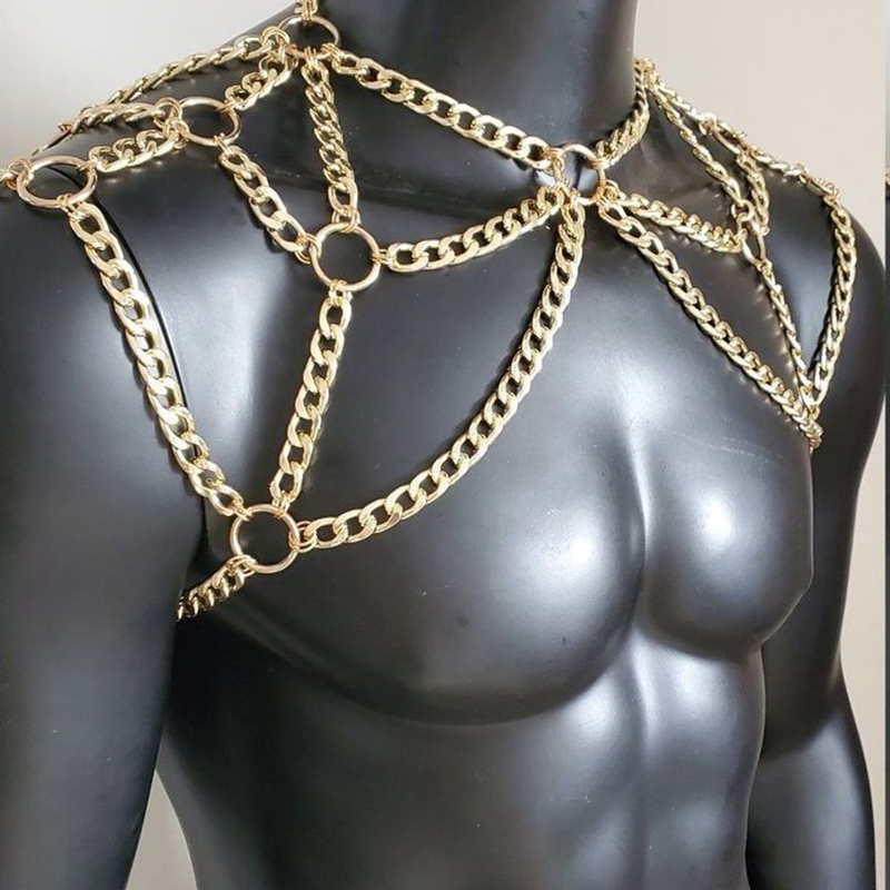 Punk Men Shoulder Body Chain B - Body Jewelry Back 评论和价格