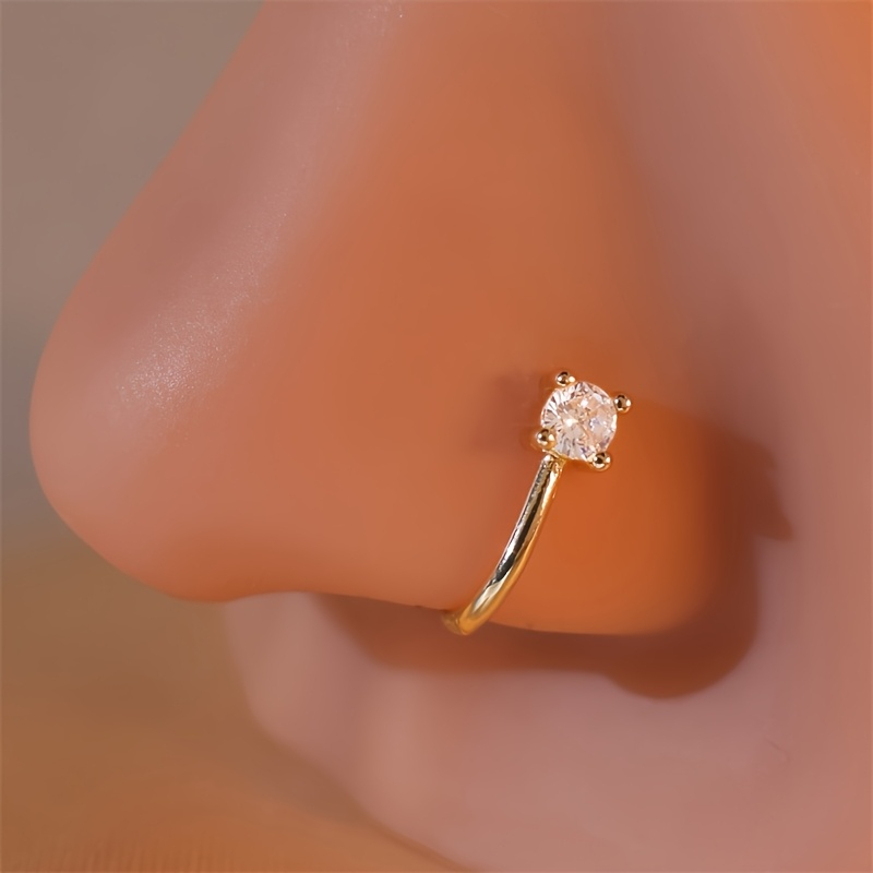 1-Piece Round Zircon Non Perfo - Body Jewelry Nose Ring 评论和价格