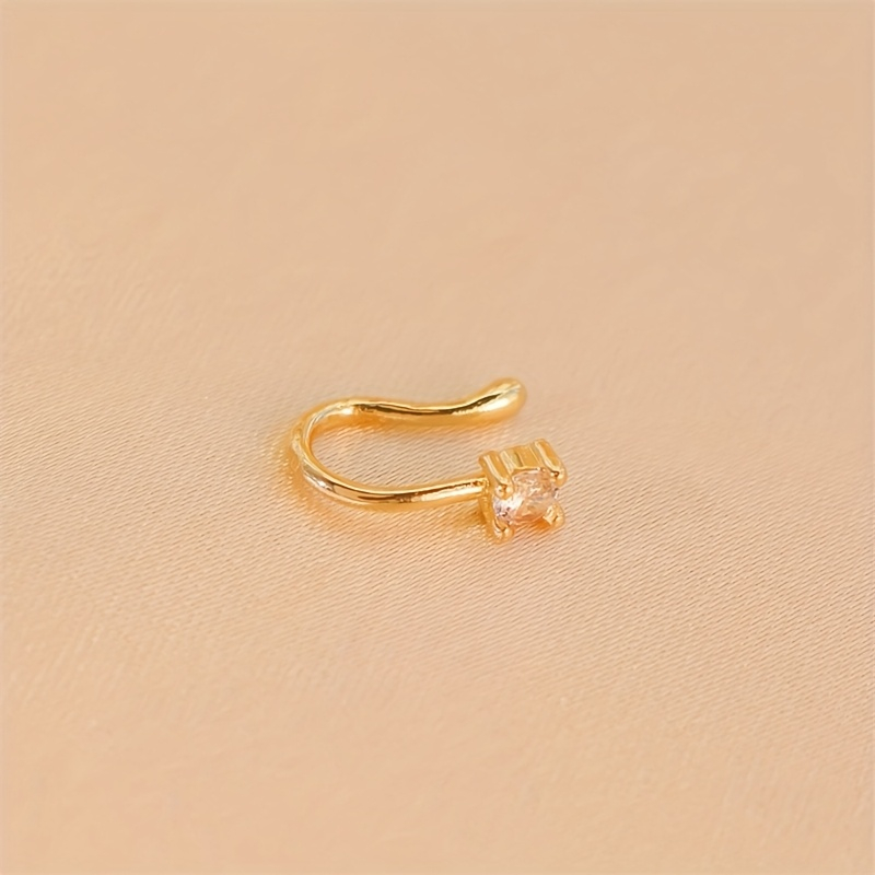 1-Piece Round Zircon Non Perfo - Body Jewelry Nose Ring 评论和价格
