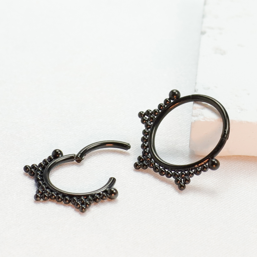 F136 Titanium Piercing Black N - Septum Clicker Ring 评论和价格